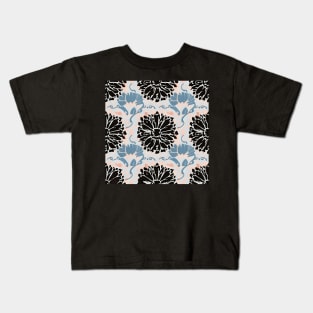 Black Flower Pattern Kids T-Shirt